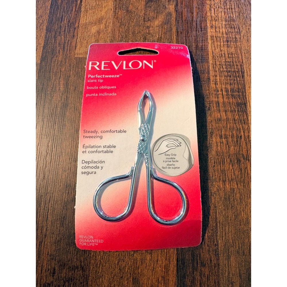 Revlon Perfectweeze Slant Tip Scissor Handle Tweezers Silver 32210 New
